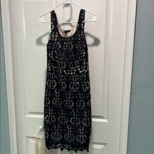 Elegant Black and Cream Lace Dress